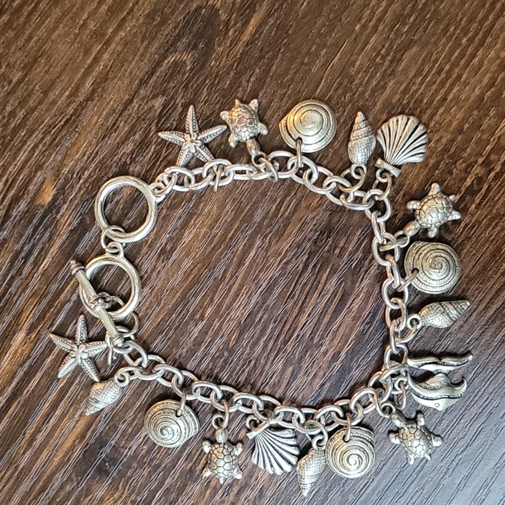 Sealife Silvertone Charm Bracelet